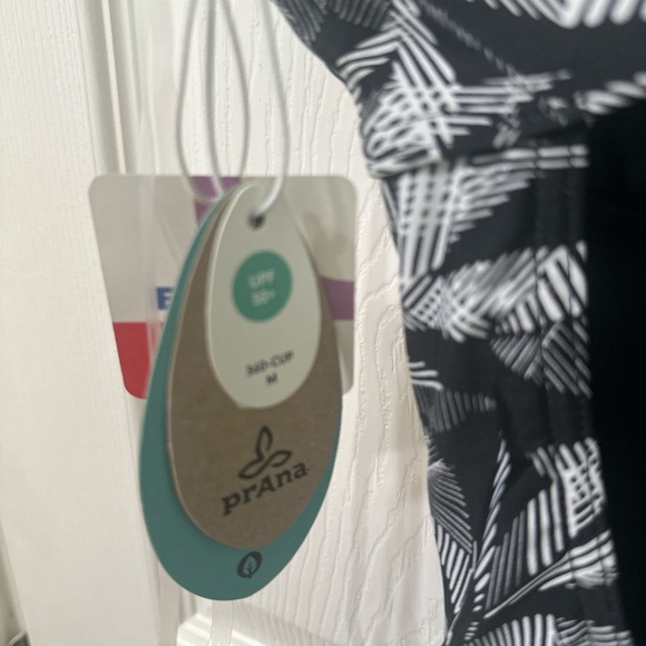 Prana Black and White Leaf Print One Piece Swimsuit - Picture 5 of 6